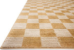 Loloi Chris Loves Julia Calvin Collection CLV-01 Apricot/Ivory 9'-6" x 12'-6" Area Rug Checkered Neutral Soft Living Room Bedroom Carpet