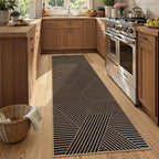 Lahome Modern Geometric Runner Rug, 2x8 Washable Rug Runners for Hallways Non Slip, Black Outdoor Carpet with Rubber Backing, Farmhouse Non Shedding Kitchen Mats for Floor Entryway