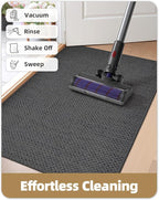 Color&Geometry Ultra-Thin Indoor Door Mat, 21"x31" Low-Profile Non-Slip Entryway Rug with Modern Geometric Texture, Washable Doormat for Entrance, Front Doors, Grey (FOLD)