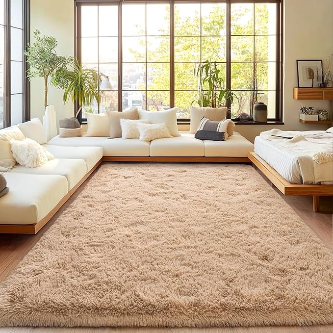 Area Rugs for Living Room, Soft Shaggy Carpets for Living Room, Fuzzy Rugs for Kids' Room, Perfect Decor for Modern Home Camel 5x7 Feet