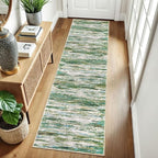 2x8 Modern Abstract Runner Rug for Hallways, Green Grey Multi Super Soft Hallway Decor Kitchen Rugs with Non-Slip, Non-Shedding Washable Rug for Entryway Bedroom Bathroom Laundry Indoor