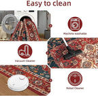 YJ.GWL 2x6 Rug Runners for Hallways, Non Slip Kitchen Washable Long Runner Rugs, Soft Floral Vintage Carpet Runner for Livingroom Bedroom Bathroom Entryway, Orange-Red