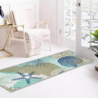 Tritard Coastal Runner Rug 2x6 Nautical Kitchen Hallway Rugs Beach Themed Non-Slip Indoor Floor Mat Machine Washable Rugs Carpet for Bathroom Living Room Bedroom Laundry Room Entryway, Navy