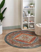 Unique Loom Isabella Collection Area Rug - Rossellini (3' 3" Round, Rust Red/ Beige)