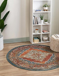 Unique Loom Isabella Collection Area Rug - Rossellini (7' 10" Round, Rust Red/ Beige)