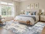 7x9 Area Rug Living Room Rugs - Washable Neutral Modern Abstract Soft Thin Rug Indoor Floor No Slip Rug Carpet for Bedroom Under Dining Table Home Office Decor - Blue/Light Brown