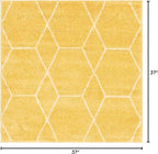 Unique Loom Trellis Frieze Collection Area Rug - Geometric (3' Square, Yellow/ Ivory)