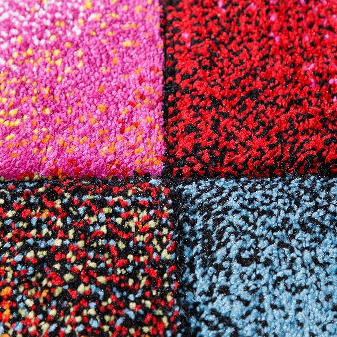 Paco Home Colorful Living Room Rug Checkered Design with Squares Multicolor, Size: 7'10" x 10'10"