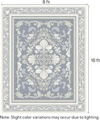SOULFUL Medium Pile 8x10 Rugs for Living Room - Soft Foot Feel Large Area Rug - Greige Boho Floral - Washable Non-Slip - Perfect for Bedroom Kids Room Under Dining Table Office