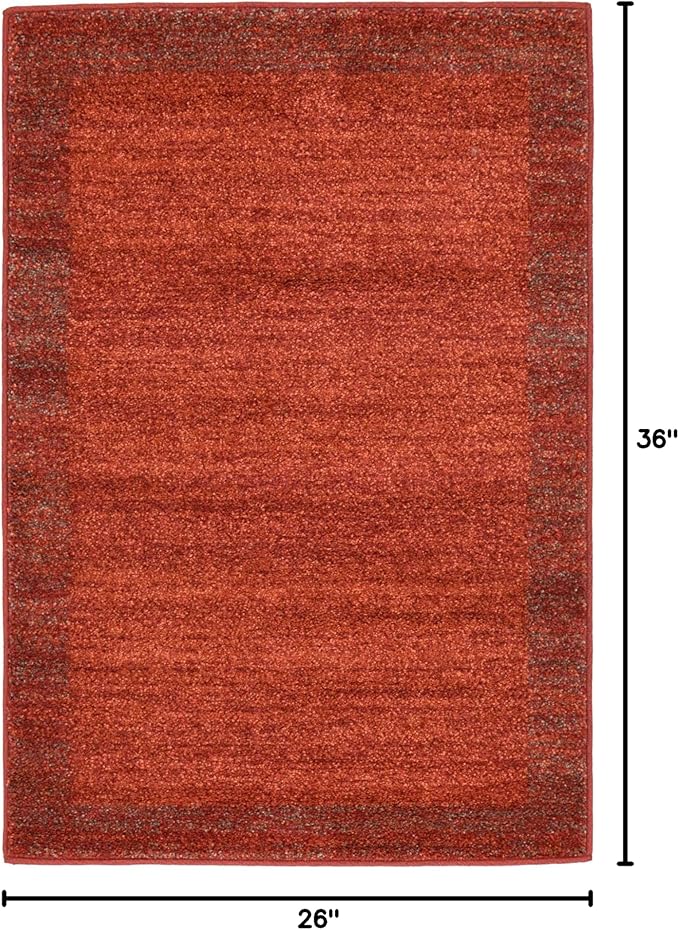 Rugs.com Angelica Collection Rug – 2' x 3' Terracotta Medium Rug Perfect for Entryways, Kitchens, Breakfast Nooks, Accent Pieces