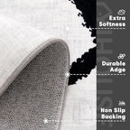 YIHOUSE Modern Washable 8'x10' Area Rug for Living Room Bedroom - Large Abstract Black and White Rug Non-Slip Ultra-Thin Home Decor,Geometric,8x10ft