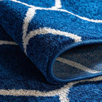 Rugs.com Lattice Frieze Collection Rug – 4' Square Navy Blue Medium Rug Perfect for Living Rooms, Kitchens, Entryways