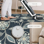 Maples Rugs Reggie Floral Area Rug - Made in USA - Low Pile, Non Slip, Pet-Friendly Mat for Living Room, Bedroom, and Office, 5' x 7', Persian Blue