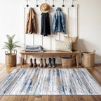 3x5 Area Rug Non-Slip: Washable Rugs for Hallway Entryway Kitchen Living Room Bedroom - Easy-to-Clean Stain and Water Resistant Carpet - Soft Low-Pile Throw Mat Navy Grey