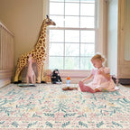 Morebes Floral Washable Light Pink Rug, Boho Machine Washable Area Rugs 8x10 for Nursery Girls Bedroom Non Slip, Soft Vintage Distressed Carpet for Living Room Dorm Home Office Decor