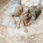 Area Rug 9x12 Washable Rug, Vintage Boho Medallion Rugs Non-Slip Soft Low Pile Large Distressed Rug Indoor Retro Carpet for Living Room Bedroom Dining Room Home Office (Brown, 9'x12')