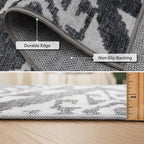 ReaLife Rugs Machine Washable Area Rug - Living Room Bedroom Bathroom Kitchen Entryway Office - Padded Crease Free Stain Resistant Premium - Moroccan Diamond Tribal- Jax - Gray- 2'x 3'