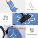 Smiry Dog Door Mat for Muddy Paws, Absorbent Dirt Trapper Non Slip Quick Dry Washable Chenille Mat for Mud Dogs, Entry Rug for Indoor and Outdoor (30x20 Inches, Cornflower Blue and White)