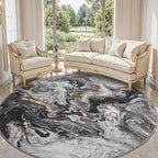 6x6 Round Area Rugs for Living Room, Modern Abstract Rug for Bedroom, Contemporary Machine Washable Rug, Large Stain Resistant Carpet for Dining Room Playroom Home Office, Pet & Kids Friendly