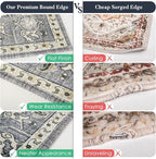 PURRUGS Vintage Farmhouse Boho Throw Rug 2x3 ft, Non-Slip Machine Washable Rug, Accent Oriental Area Rug for Entryway, Kitchen, Bedroom, Living Room and Dining Room, Periwinkle Gray/Soft Ivory