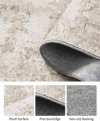 Art&Tuft Washable Rugs 6x9, Abstract Area Rugs for Living Room - Non Slip and Low Pile Soft Thin 6x9 Rug for Bedroom, Dining Room, Kitchen, Office, Beige