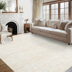 RUGSREAL Washable 9x12 Area Rug for Living Room Non-Slip Large Bedroom Rug Modern Solid Color Dining Room Throw Carpet Contemporary Area Rug for Home Decor Office, 9' x 12' Cream-White