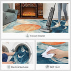 Boho Sun Area Rugs 4x6ft, Mosaic Sunburst Carpet for Bedroom, Abstraction Deco Rug for Living Room Easy to Clean for Indoor Outdoor Hardwood Floors Home Decor