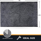 PURRUGS Easy Care Area Rug 4.5ft x 7ft, Non-Slip Washable Entryway Rug, Dog Door Mat, Stain Resistant Accent Rug for Hallway, Living Room, Bedroom and Mudroom, Bluish Grey-Black