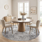 6ft Round Area Rug Living Room Rugs - 6x6 Washable Neutral Modern Abstract Soft Thin Rug Indoor Floor No Slip Rug Carpet for Bedroom Under Dining Table Home Office Decor - Grey