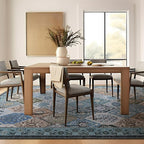 Phantoscope Washable Area Rug 4'x6' Non-Slip, Vintage Boho Rugs for Living Room, Bedroom, Dining Room, Distressed Moroccan Mosaic Diamond Pattern, Low-Pile Foldable Floor Carpet, Blue Teal/Neutral