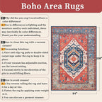 SERISSA 7x9 Area Rugs for Living Room, Large Washable Non-Slip Boho Rug, Ultra Soft Vintage Rust Oriental Tribal Print Distressed Carpet for Dining Room Bedroom Dorm Office Home Decor