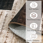 Modern Geometric Patchwork Indoor Area Rug for Living Room, Chocolate 8'x 10' Large Rug Rockwood Collection Hardwood Floors Decor for Bedroom, Brown Throw Carpet for Office Entryway Dining Room