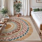 Colorful Geometric Sun Rug, Sun Pattern Rug, Geometric Area Rugs, Colorful Abstract Rugs, Washable Boho Carpet for Living Room, Bedroom, Dining Room, Office (6' x 8'(Rectangular))