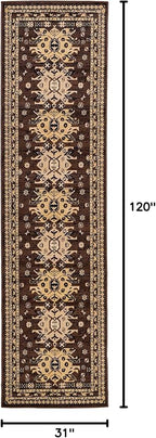 Unique Loom Taftan Collection Border Geometric Tribal Inspired Design Area Rug (2' 7 x 10' 0 Runner, Brown/ Tan)