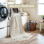Collive 2x6 Runners for Hallway, Woven Reversible Washable Entryway Runner Rug, White/Beige Cotton Modern Farmhouse Laundry Room Carpet for Bathroom Sink Foyer Bedroom