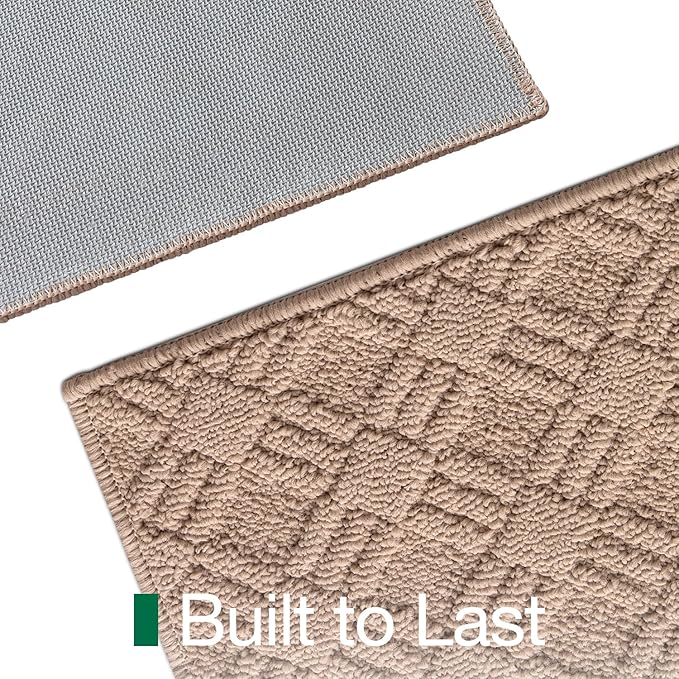 LUMI Indoor Door Mat, Absorbent Non-Slip Thin Doormat, Washable Door Mats, Woven Pattern Inside Floor Mat, Ideal for Entryway, Front Door, Home Decor, 36"x60", Woven Taupe