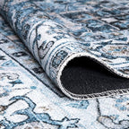 Bloom Rugs Caria Washable Non-Slip 4x6 Rug - Navy Blue Traditional Area Rug for Living Room, Bedroom, Dining Room, and Kitchen - Exact Size: 4' x 6'