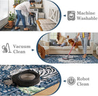 Moynesa Tiger Machine Washable Rug, 3x5 Entry Area Rug Non Slip Vintage Soft Rug for Living Room, Ultra Thin Boho Stain Resistant Kitchen Throw Mat for Entrance Bedside, Blue