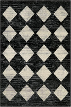 Lahome Machine Washable Area Rugs for Bedroom Aesthetic, 4x6 Soft Living Room Area Rug Non Slip Entryway Rugs, Moroccan Trellis Printed Black and White Indoor Kitchen Carpet for Bedside Office