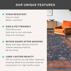 Washable 10 ft Long Runner for Kitchen Floor - Navy Blue Hallway Runner Rug, Pet Friendly Waterproof Non Slip with Rubber Backing, Stain Resistant Laundry Room Rug (3x10 Navy Blue & Terracotta)