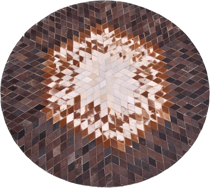 Round Area Rug – Soft and Durable Floor Mat for Living Room, Bedroom, or Entryway – Non-Slip Modern Carpet for Home Decor & Interior Styling(Tan&White 3X3)