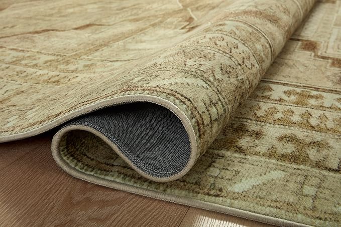 Loloi Magnolia Home by Joanna Gaines Sinclair Collection SIN-02 Khaki/Tobacco 2'-3" x 11'-6", .25" Pile Height, Machine Washable, Runner Rug