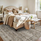 5x7 Washable Rug for Living Room Large Vintage Distressed Bedroom Rug Low Pile Non-Slip Soft Boho Carpets for Bedroom Dining Room Home Office Indoor Nursery Antique/Moss