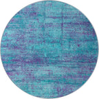 Round 6ft Abstract Rug, Modern Washable Indoor Circle Area Rugs for Living Room, Soft Large Circular Non-Slip Carpet Floor Mat for Bedroom Dining Room Home Office - Teal+Purple