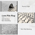 Boho Rugs for Living Room, 4x6 Moroccan Vintage Non-Slip Large Area Rug, Machine Washable Low-Plie Kitchen Mat Accent Rug for Bedroom Playroom Dining Room