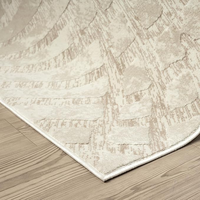 Abani Terra Cream Area Rug for Living Room, Bedroom - Rustic Modern Pattern - 5' x 8' - Durable & Easy to Clean