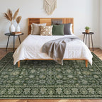 LIVEBOX Washable Area Rug 8x10 - Large Green Boho Living Room Rug Vintage Rugs for Bedroom, Non-Slip Retro Floral Carpet Print Distressed Accent Rugs for Dining Room Home Office