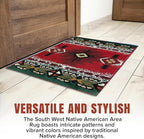 YHSF South West Native American Area Rug C318 - Easy Clean, Thick, Soft, Durable Native Tribal American Indian Inspired Rug for Bedroom/Living Room and More - Red, 2 Feet x 3 Feet 4 Inches