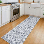 KILOCOCO Boho Kitchen Runner Rug 2x6 Washable Runner Rug, Soft Runners for Hallways Non Slip Printed Low-Pile Distressed Laundry Room Rugs for Entryway/Bedroom/Living Room, Gray/White