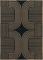 Lahome Modern Geometric Outdoor Easy Jute Rug, 5x7 Patio Living Room Rug Large Black Carpet for Bedroom, Farmhouse Washable Indoor Outdoor Carpet for Dining Room Backyard Deck